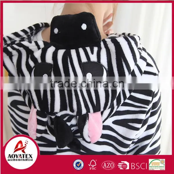 Zebra Coral Fleece Women Animal Bathrobe photo-6