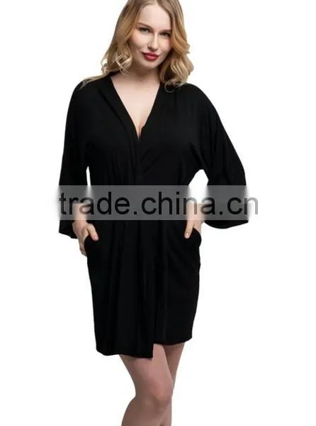 Cheap Cotton Short Kimono Modal Bathrobe photo-3