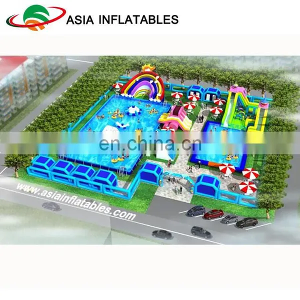 Inflatable Open Water Park Projects , Inflatable Mobile Water Park Equipment