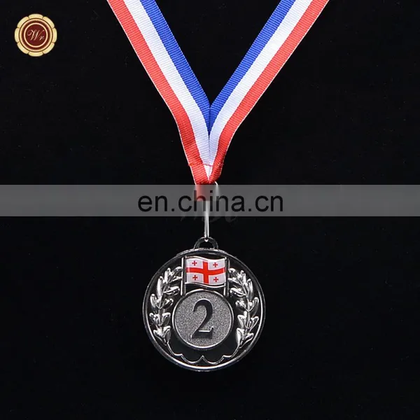 WR Quality Metal Custom Awards Medal Wholesale Silver Plated Medal With Free Ribbon photo-2
