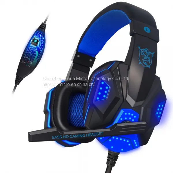 Hot Selling LED Over-ear Computer Gaming Headset Headphone With Mic For Steam Game photo-2