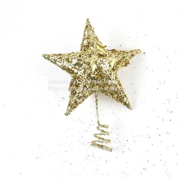 Five-pointed Star Iron Ornaments Tree Top Star Sequins Vertical Five-pointed Star Christmas Decoration Supplies photo-5