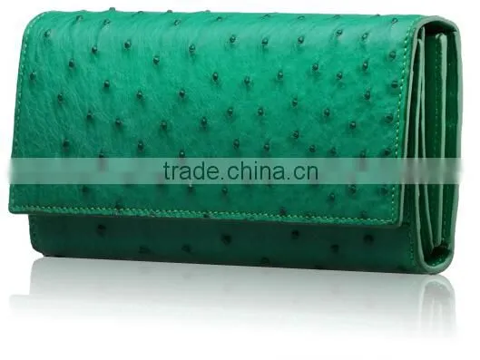 High Quality Customized Logo Genuine Real Ostrich Leather Clutch Wallet for Women photo-3