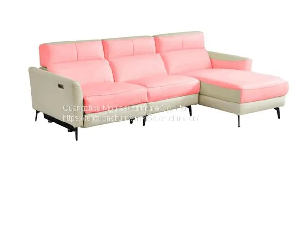 Modern Minimalist Living Room Corner Sofa Three-Seat Combination L-Shaped Chaise Longue Leather Function Electric Sofa photo-4