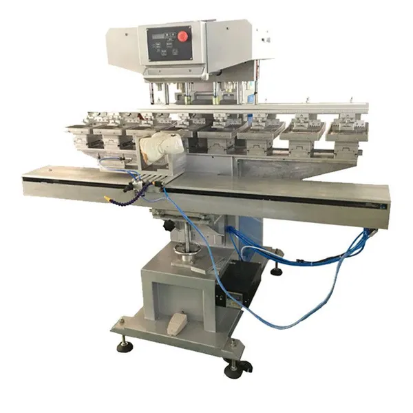 High Accuracy 8 Station Semi-Automatic New Type Tampography Pad Printer 8 Color Auto Rotation Fixture Special for Irons Printing photo-2