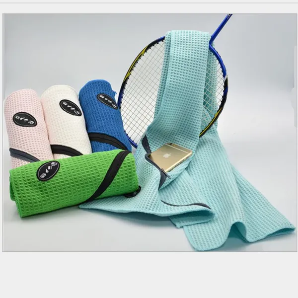 Premium Microfiber Waffle Weave Sports Towels With Pocket | Quick Dry Gym & Fitness Towels for Wholesale