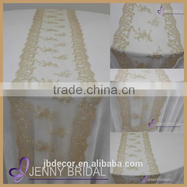 TR007B Round Rectangle Tables Decor 100% Lace Hand Embroidered Table Runner photo-5