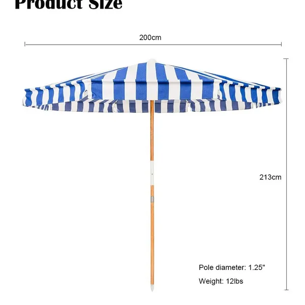 OEM Customized 8FT Windproof Fringe Beach Umbrellas Patio Outdoor Umbrella Wholesale Wood Pole Fiberglass Ribs Tilt Mechanism photo-3