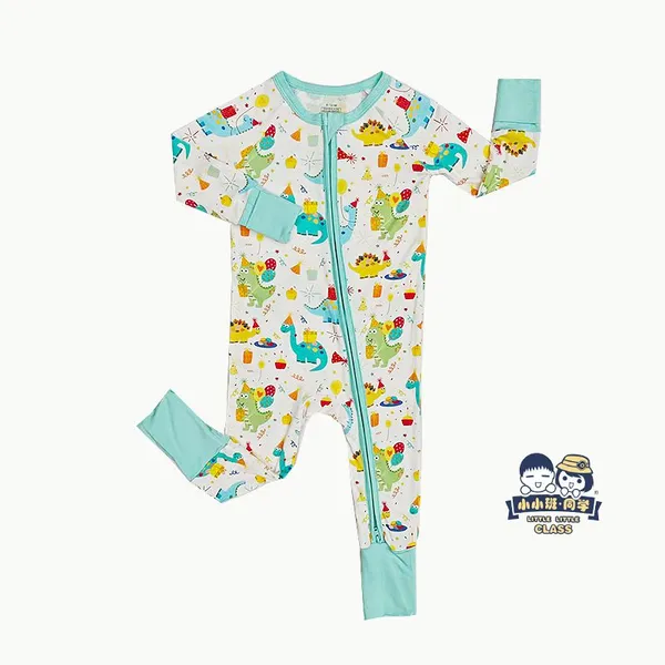 Factory Customization Toddler Infant Long Sleeve Bamboo Baby Print Romper Zipper Pajamas Climbing Suit photo-3