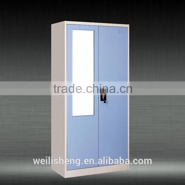 High Quality Double Swing Door Steel Wardrobe With Mirror photo-2