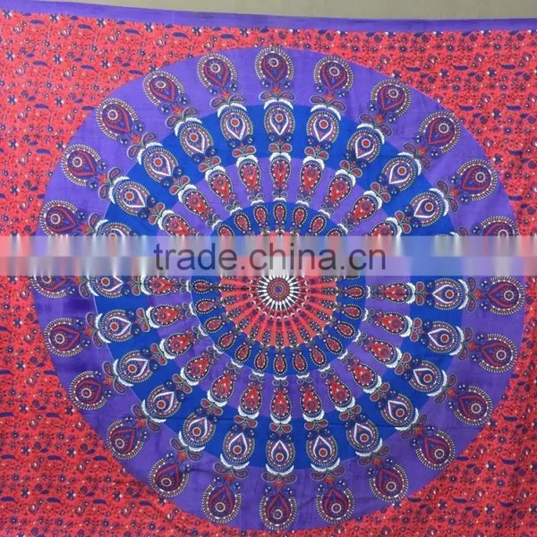 Gypsy Blue Cotton Tapestry Tribal Mandala Beach Cover Throw Hanging Bedsheets From India photo-4