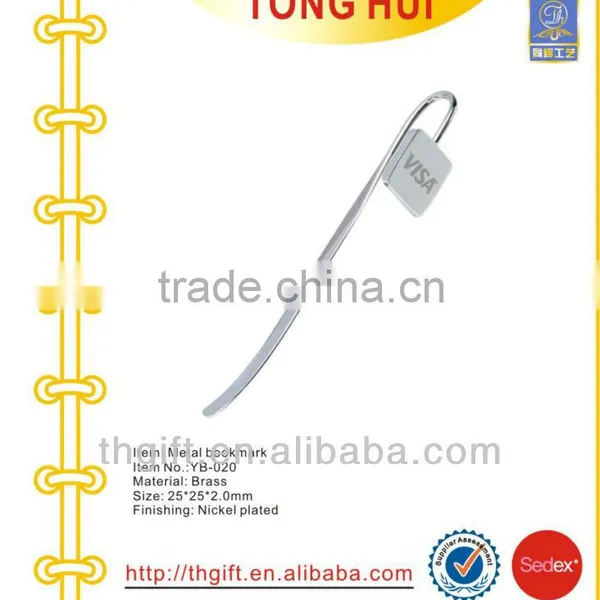 Laser Visa logo metal book marks /silver metal bookmarks for books