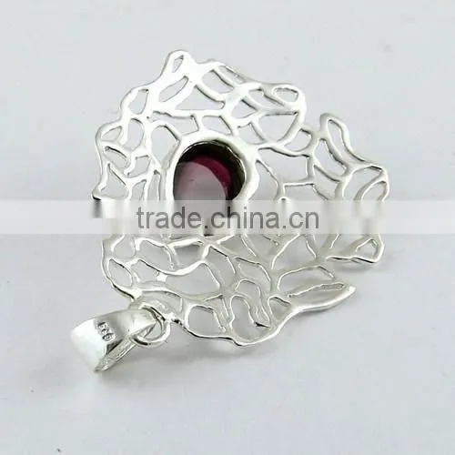 Gemstone Garnet Pendant, Gemstone Silver Jewellery, Online Silver Jewellery photo-5