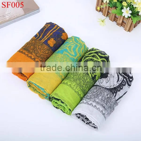 SF004 Spring and Autumn Dark Color Elegant Lady Scarf 80*170cm Long Wrap Cotton Voile Scarf photo-2