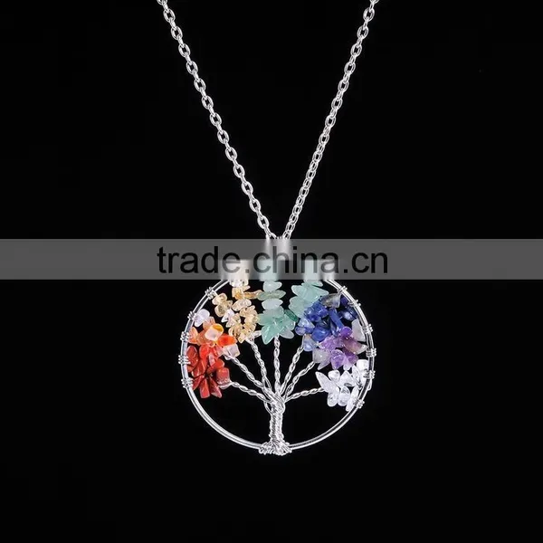 Wholesale New Fashion Red Jasper Natural Stone Tree of Life Necklace Jewelry SMJ0172 photo-2