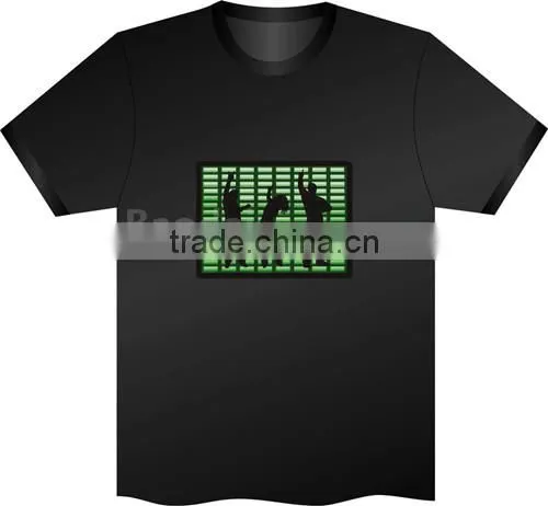 EL T-Shirt Sound Activated Flashing T Shirt Light Up Down Music Party Equalizer LED T-Shirt Interchangeable Short Black Tshirt photo-4