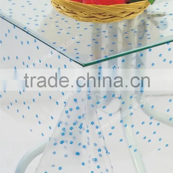 Clear PVC Table Cloth With Printing in Roll , Clear Vinyl Printed Table Cloth , Transparent PVC Table Cloth