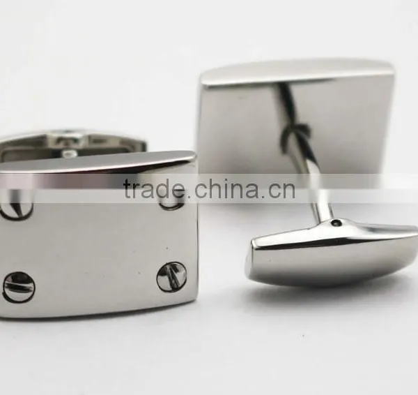 Stainless Steel Silver Rectangle Personalized Cool Cufflinks for Men photo-4