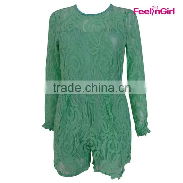 Small MOQ Mint Green Formal Lace Evening Patterns Dress photo-3