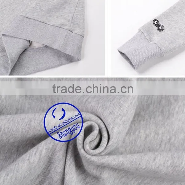 Custom 100% Fleece Polyester Men Grey Pullover Hoodie Sweatshirts photo-5
