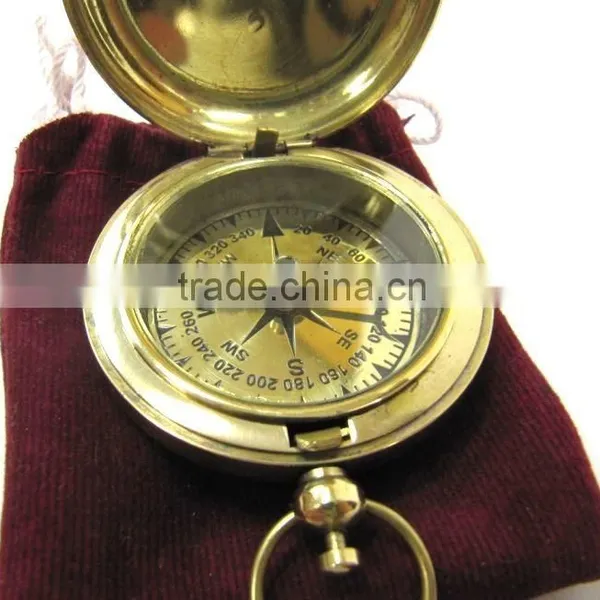 Nautical Antique Brass Pendant Compass With Cover 13463 photo-3