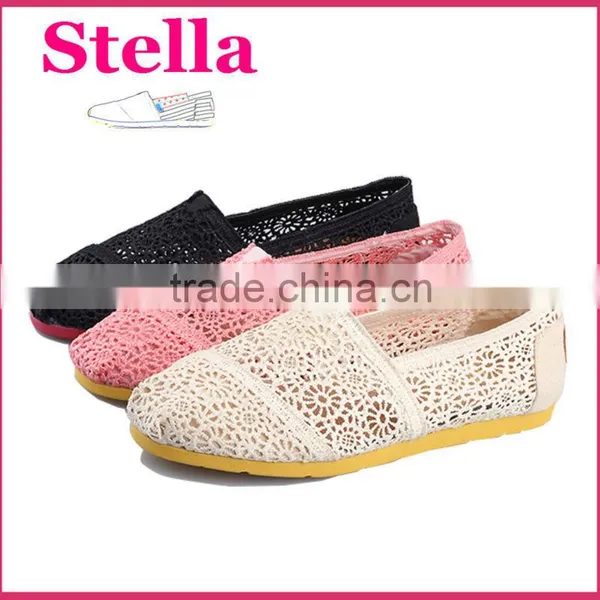 Cream White Canvas Shoes Women Crochet Shoes