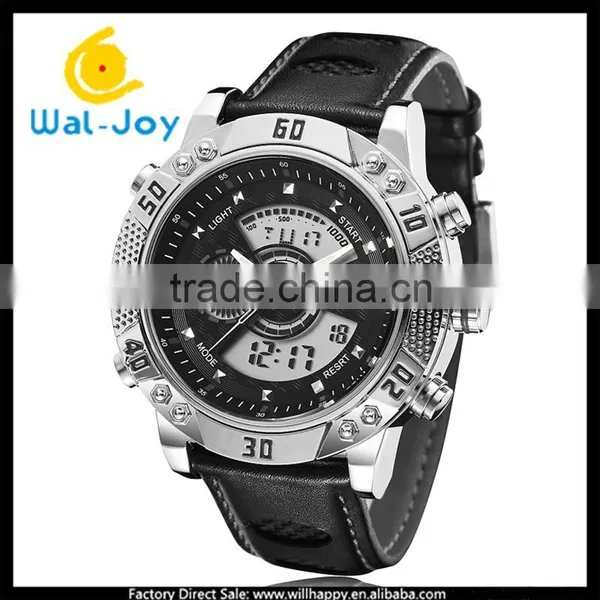 WJ-5446 Genuine Leather Strap IP Plating High Quality Double Show Ohsen Waterproof Men Sport Watch photo-4