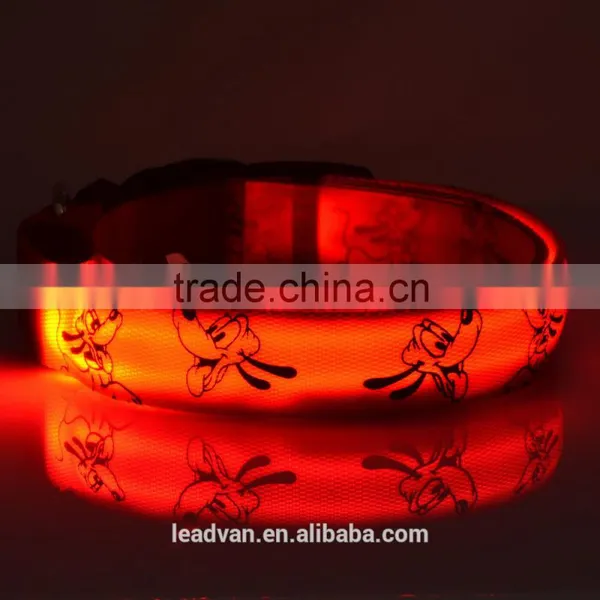 Blue Light Pet Shop Supplies Pug Pattern Pluto 2.5 CM Dual Side Light Collar For Dog photo-3