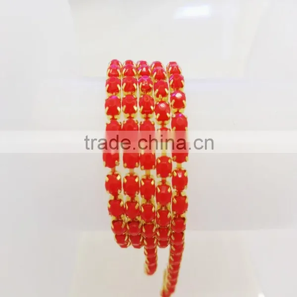 Rhinestone Trim Clear Crystal Strass Ss24 Gold Metal Claw Cup Chain Sew On Rhinestones Chain For Clothes Garment photo-5