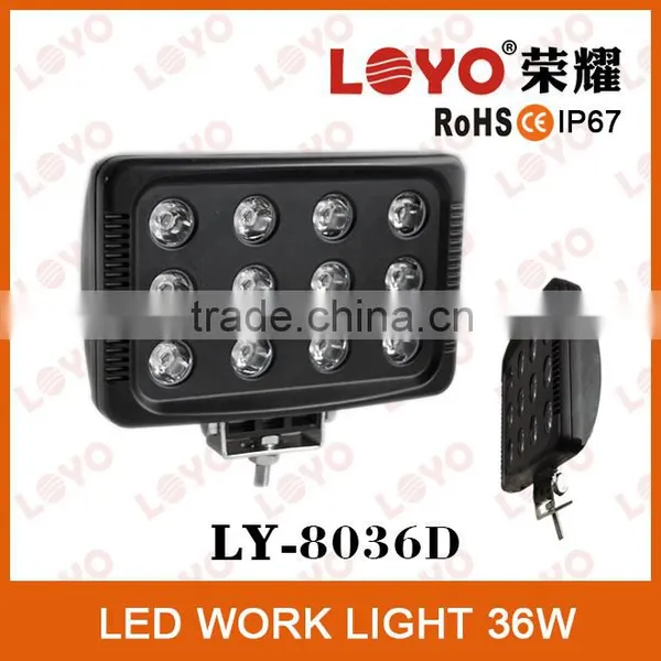 Super Bright Black Waterproof IP67 36W DC 10-30V 6000k Led Work Light From Original Manufacture