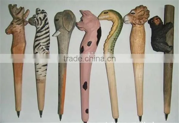 Animal Wooden Carving Creative Ballpoint Pen Wood Ball Point Pens Handmade Sculpture Student Ball-point photo-5