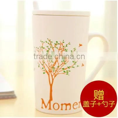 White Plain Ceramic Mug With Lid photo-3
