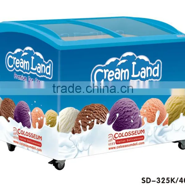 Best Seller Curved Glass Double Door Ice Cream Showcase Freezer photo-6