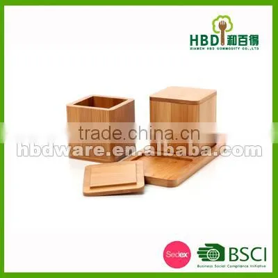 High Quality Bamboo Salt Storage Box, Spice Holder photo-2