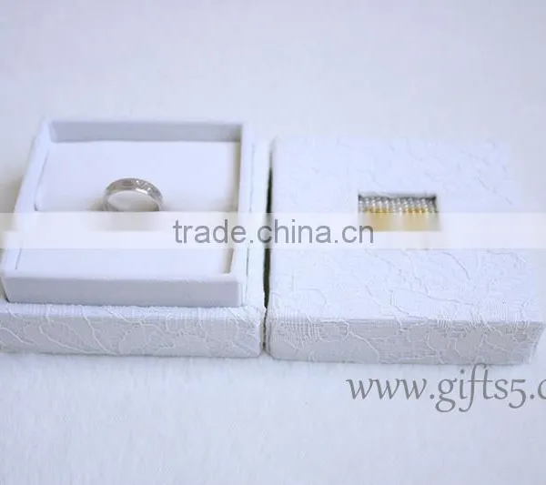 White Wedding Boxes for Ring Package With Beaded Name Plate of M photo-2