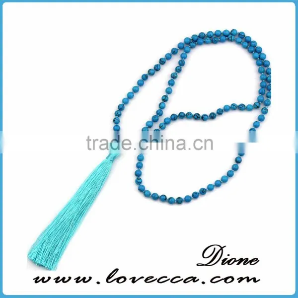 New Fashion Cheap Bead Necklace Silver Alloy Gemstone Tassel Pendant Necklace photo-4