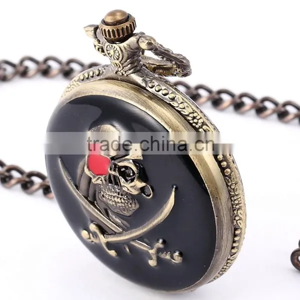 Stylish Pirate Analog Quartz Pendant Mens Pocket Watch photo-6