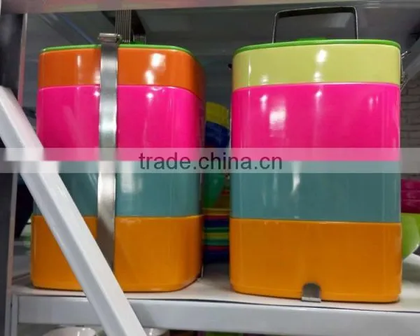 Hot Sale Round Shape 4 Sections Colorful Rice Bowl, Unbreakable Solid Color Plastic Lunch Box photo-2