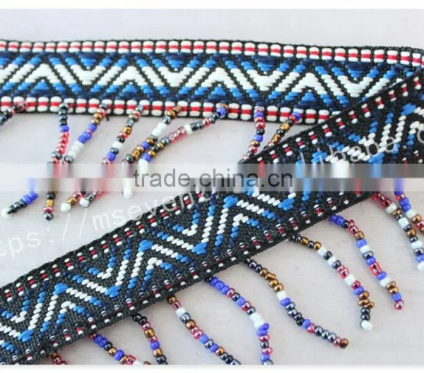 Hot Selling 5cm Width Polyester Ethnic Cheap Beaded Fringe Trim Wholesale photo-4