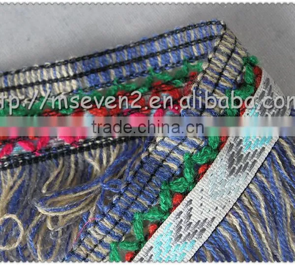 6.3cm Polyester Fringe Tassel, Woolen Fringe Trimming With Jacquard, Decorative Jacquard Tape for Garment photo-3