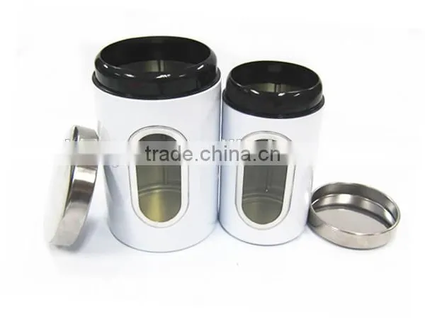 White Stainless Steel Window Storage Canister Set With Lids photo-5
