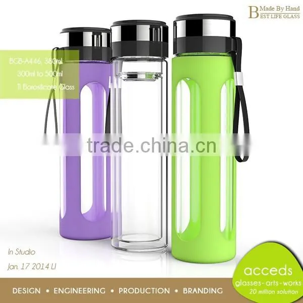 Custom Unbreakable Eco Thermal Pyrex Tea Filter Glass Water Bottle photo-2