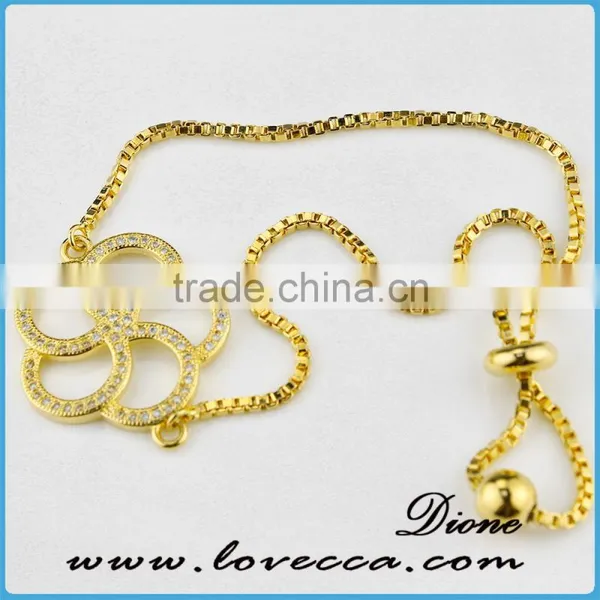 24Kt Gold Bracelet Micropave CZ Girls Gold Chain Bracelet photo-3