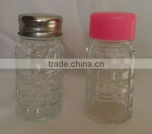 2016 China Suppliers Wholesale Mini Cylinder Glass Diamond Spice Jar With Plastic Lids/metal Lids photo-2