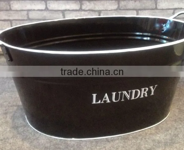Black Laundry Bucket With White Rim photo-2