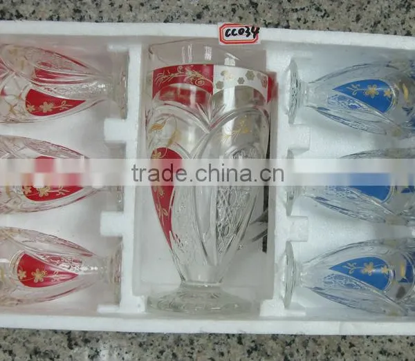 JK033 7pcs Glass Drinking Set With Deco photo-4