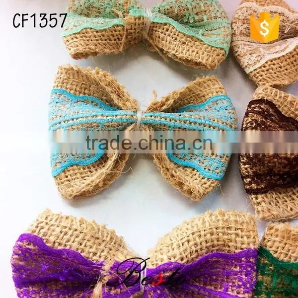 New Popular Wholesale Baby Girl Bow Lace Burlap Flower for Hair photo-6