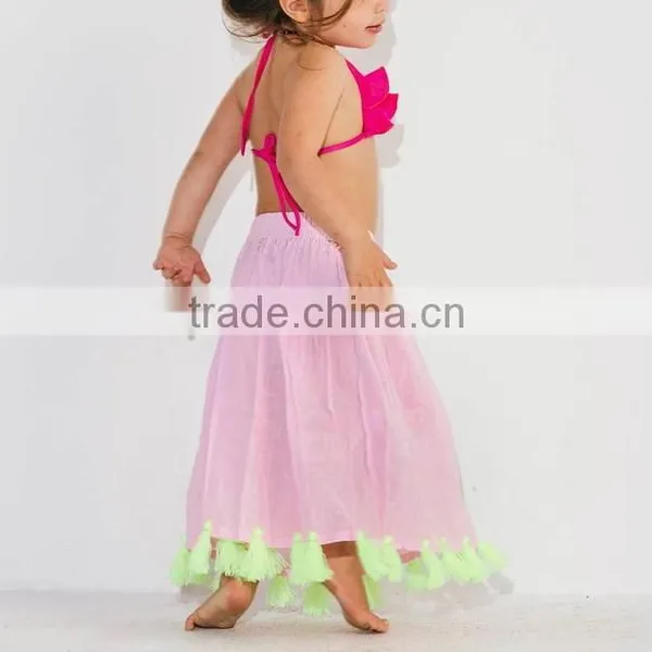 Little Pom Pom Gypsy Skirt Kids Frock Designs Children Clothing Pictures Of Long Skirts And Tops 2016 HSD5653 photo-5
