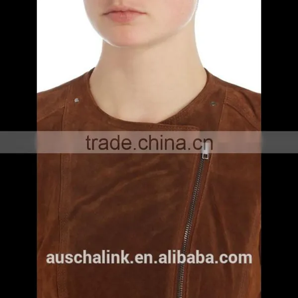 New Arrival High Qualiy Lady Winter Long Sleeve Brown Suede Jacket photo-4