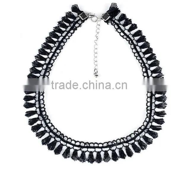 Embroidery Fabric Choker Necklace Embroidery Choker Necklace Elegant Woman Necklace Jewelry photo-6